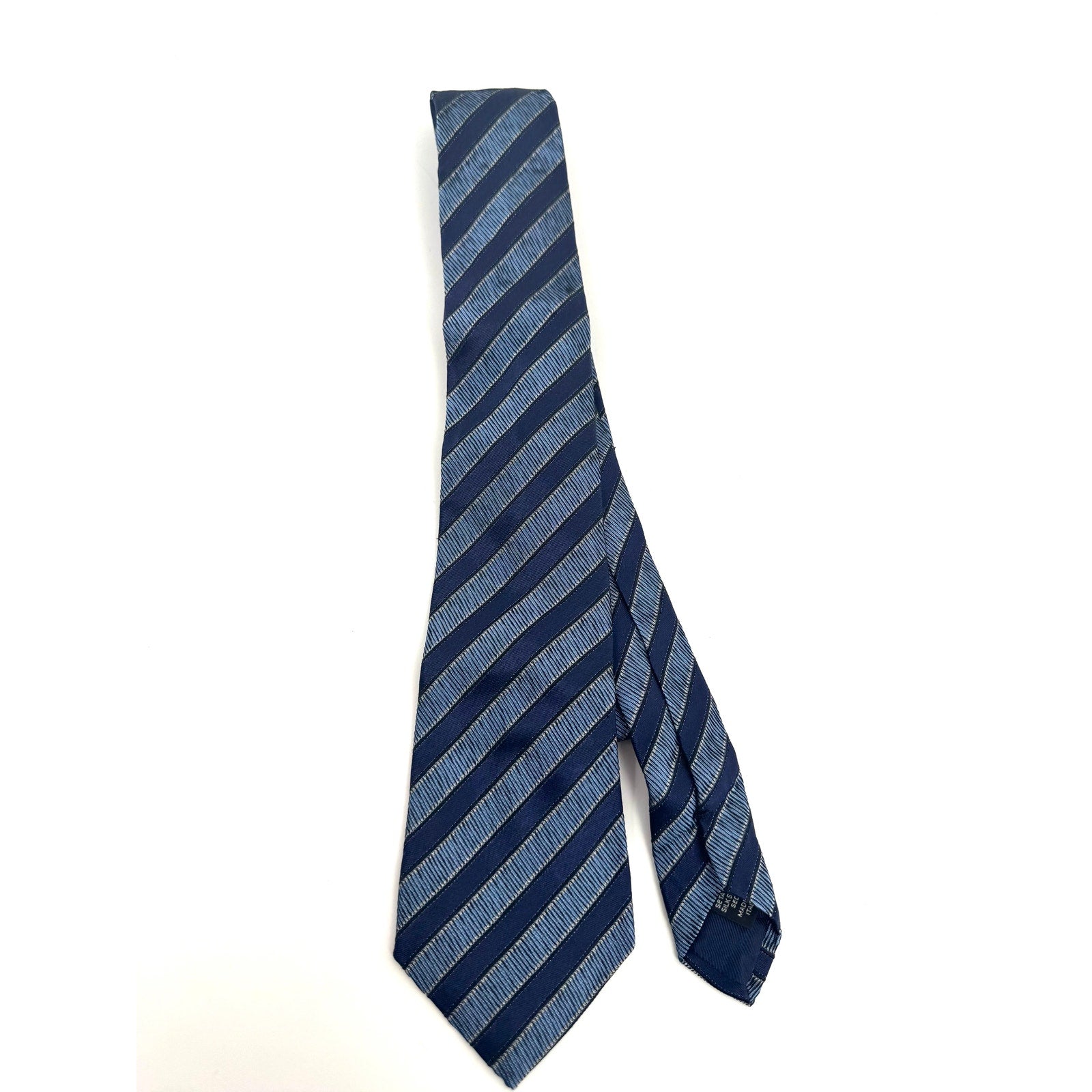 Ermenegildo Zegna Men's Blue Striped Silk Tie Made in Italy