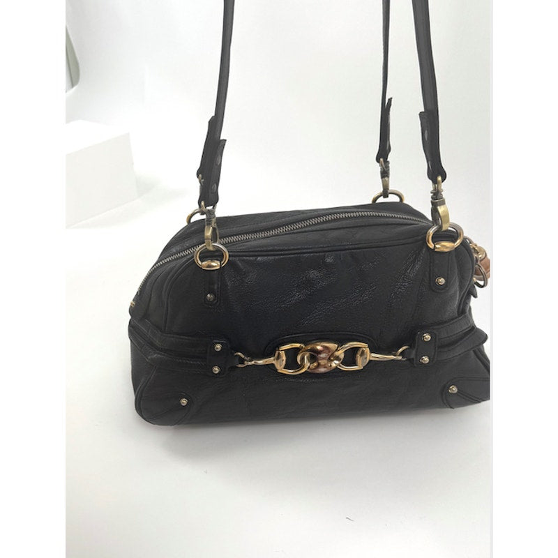 Gucci Black 3-Way Bag Horsebit Bamboo Accent Convertible Shoulder Crossbody Bag
