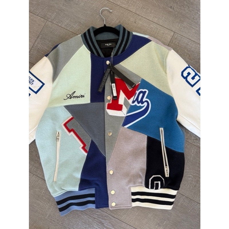AMIRI Patchwork Leather & Wool Varsity Jacket – NWT – IT 52