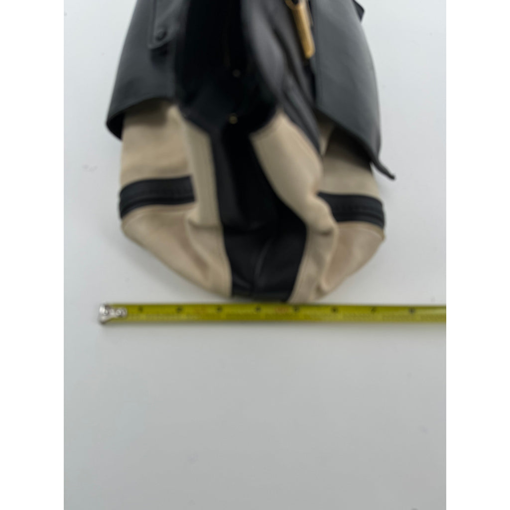 Chloe Black Cream Leather Colorblock Weekender Two Way Bag