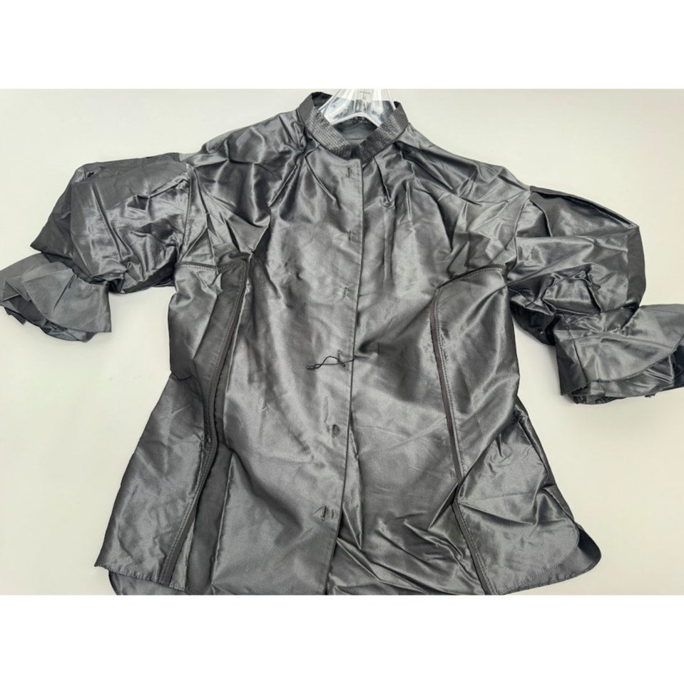 Obzee New York Co. Inc Black 100% Silk Coat Size 42 Made in Korea
