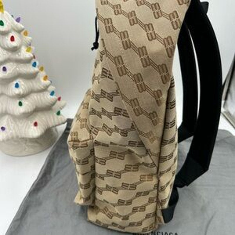 Unisex Balenciaga signature backpack in beige BB monogram coated canvas Italy