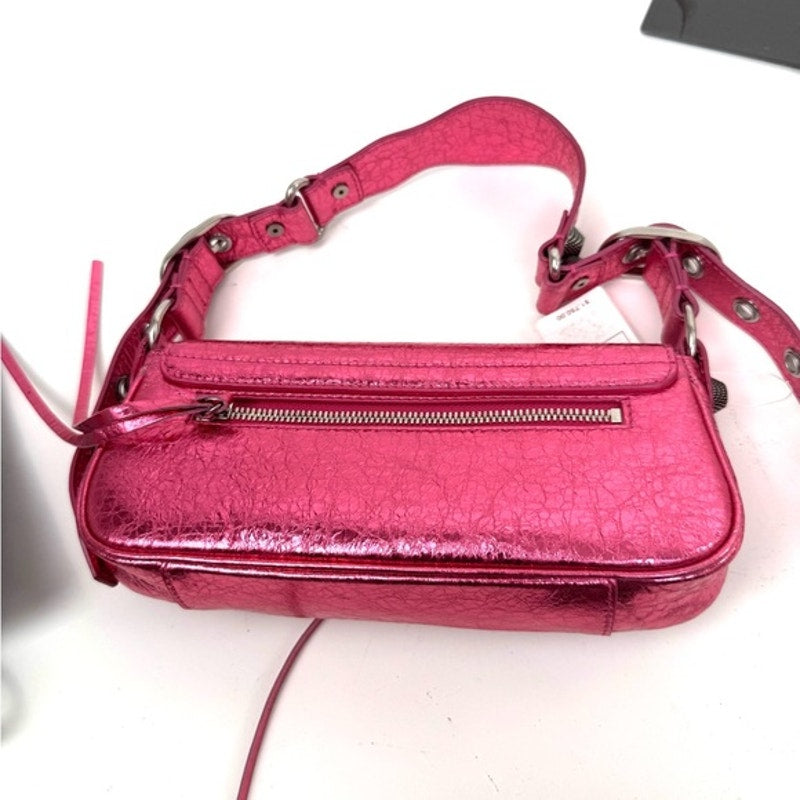 Balenciaga Metallic Agneau Arena Le Cagole Sling Bag XS in Pink. NWT’s & Dusty