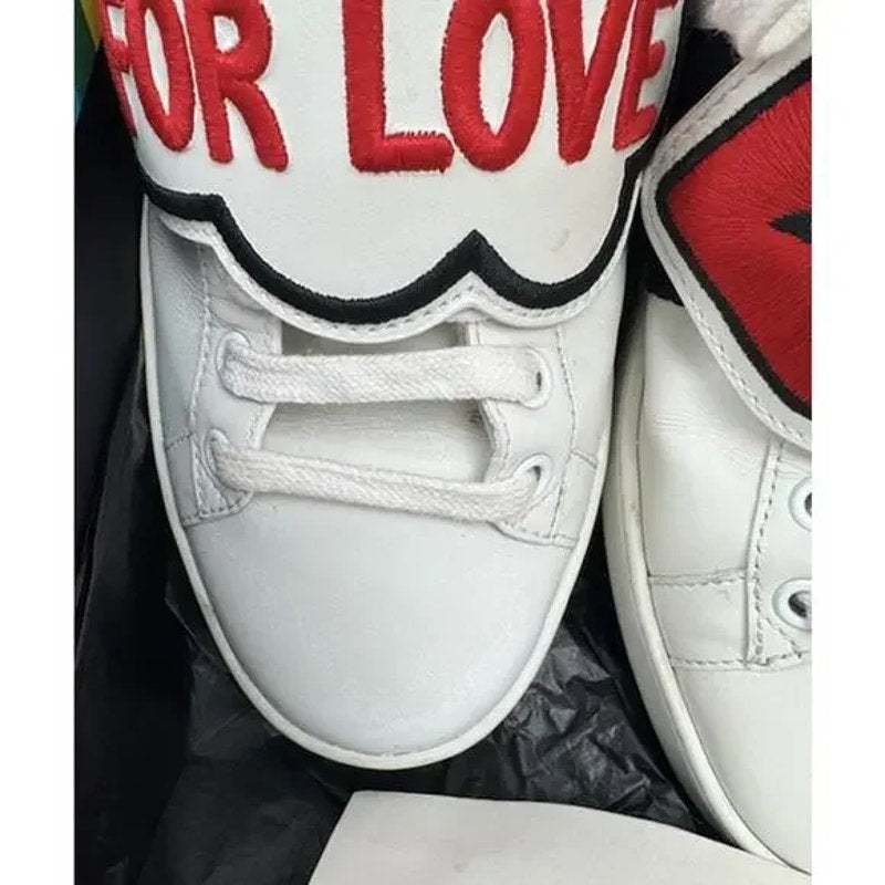 VNDS OG Women's Gucci White Leather Blind For Love Ace Sneakers Size 39
