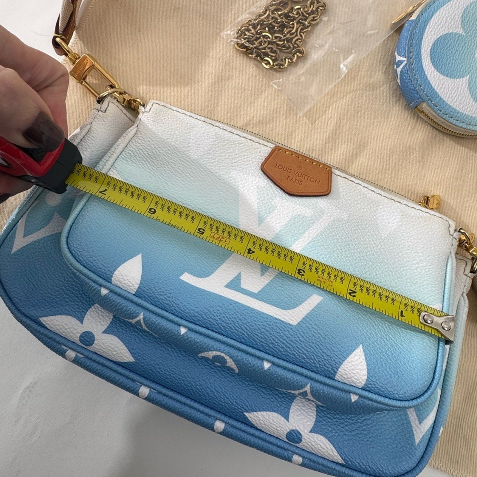 Louis Vuitton BY THE POOL-multi pochette (3)w/guitar strap/LV branded gold chain