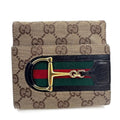 Gucci GG Rare Neutral Canvas Monogram Web Canvas Compact Wallet