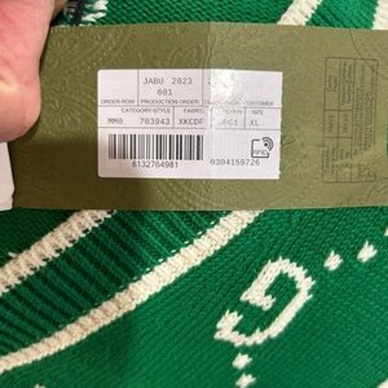 Men's Gucci, GG intarsia cotton cardigan sweater size XL made in Italy