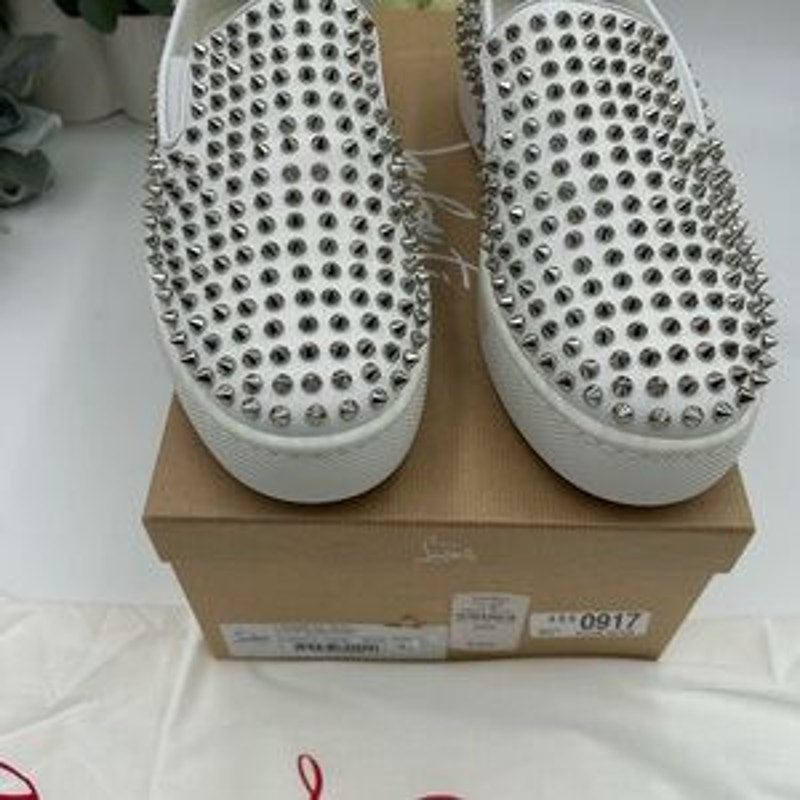 Men's Christian Louboutin spike boat slip on sneaker size 43 made in Italy