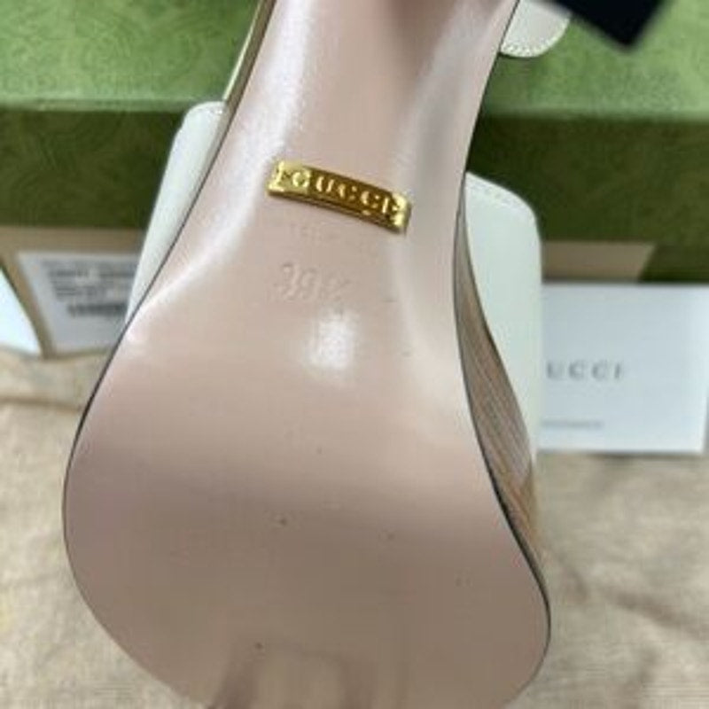 Women's Gucci interlocking G leather platform sandals size 39.5 made in Italy