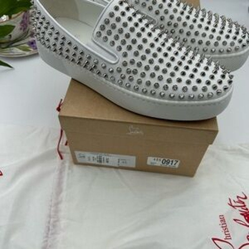 Men's Christian Louboutin roller boat spiked sneakers size 45 made in Italy