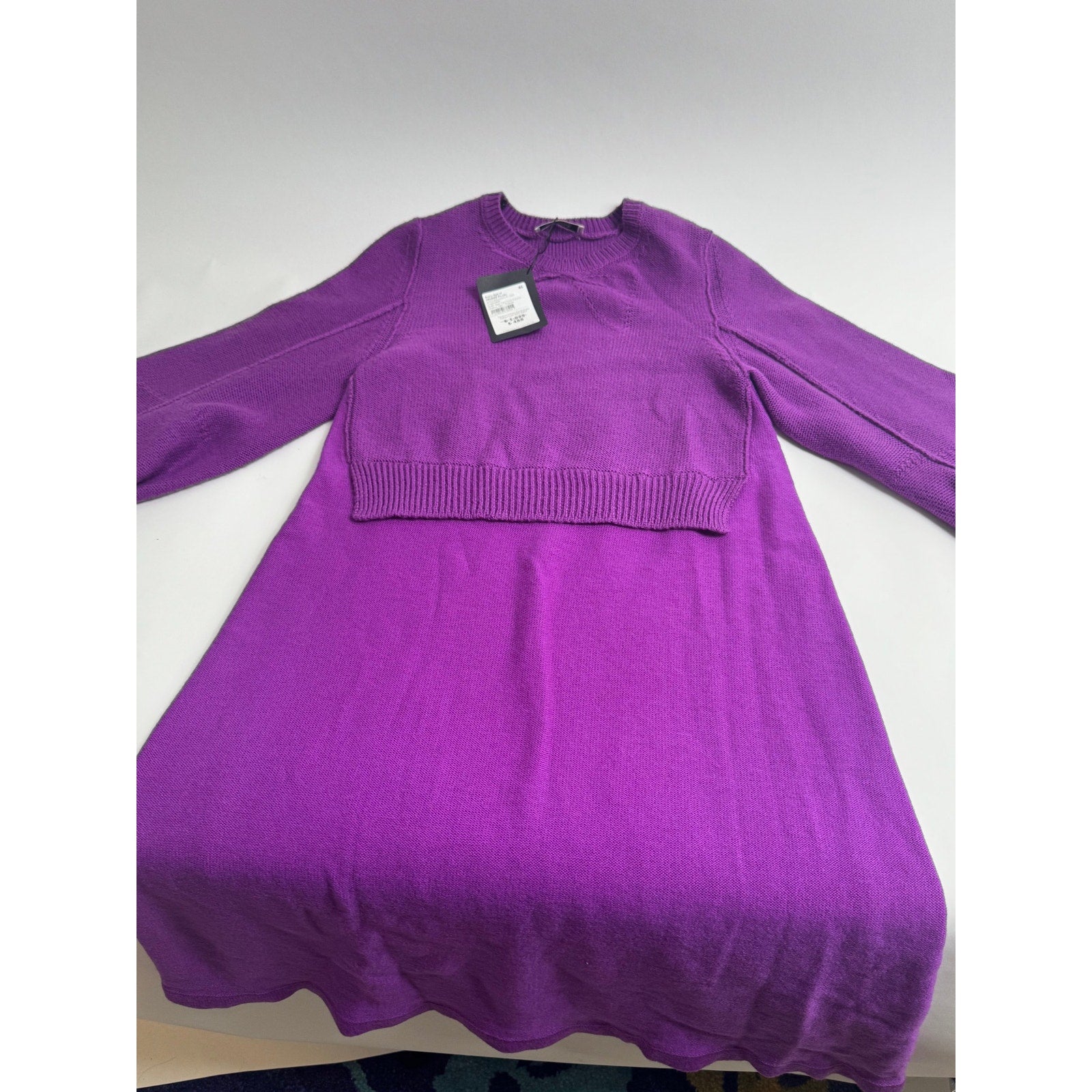 Sonia by Sonia Rykiel Purple Wool Cashmere Knit Sweater Dress Size FR 40 / US M