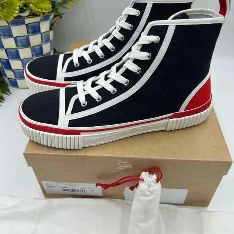 Men's Christian Louboutin, Pedro flat high top sneakers size 44
