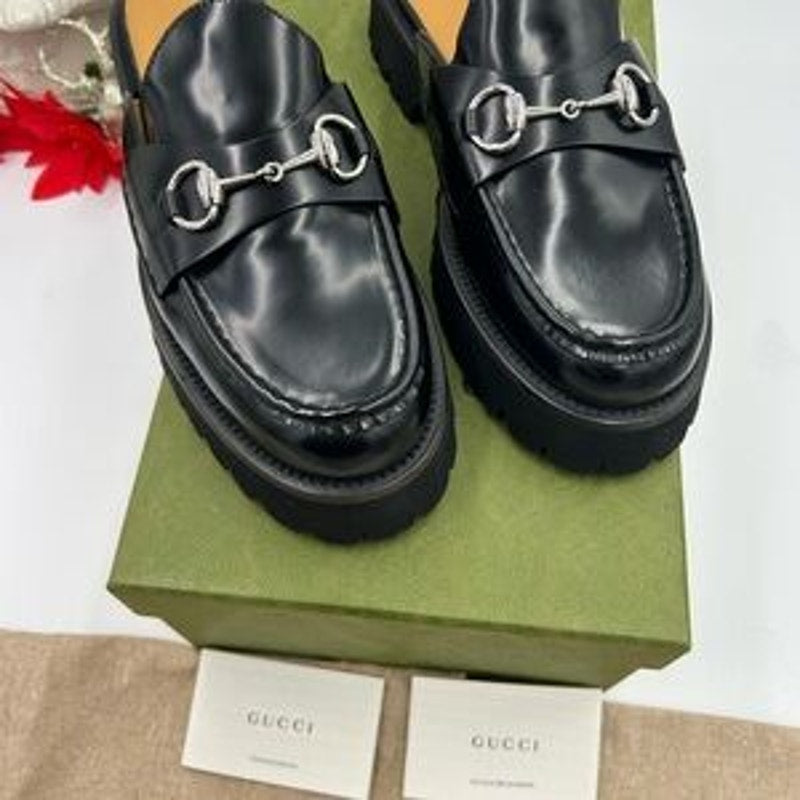 Women's Gucci, leather horse bit mules size 40 made in Italy