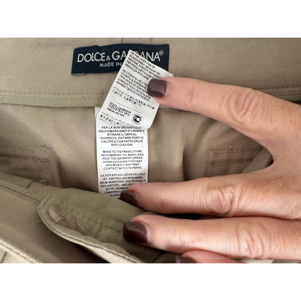 Dolce & Gabbana NWT Khaki Cotton Pants with Ankle Zip Detail Size IT 42 / US 6