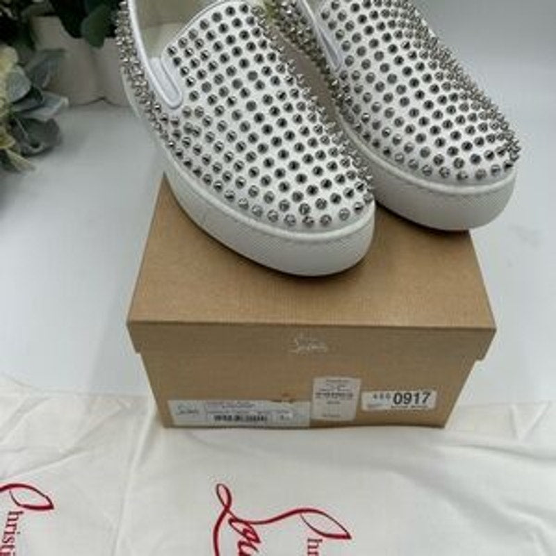 Men's Christian Louboutin spike boat slip on sneaker size 43 made in Italy