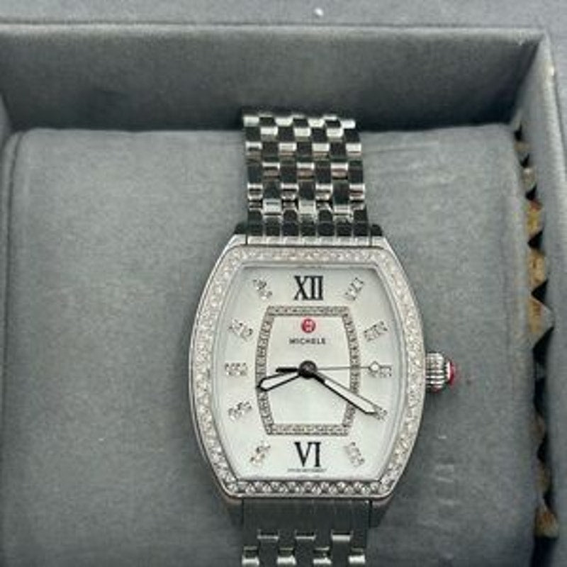 Women's Michelle releve mother of Pearl, diamond steel watch
