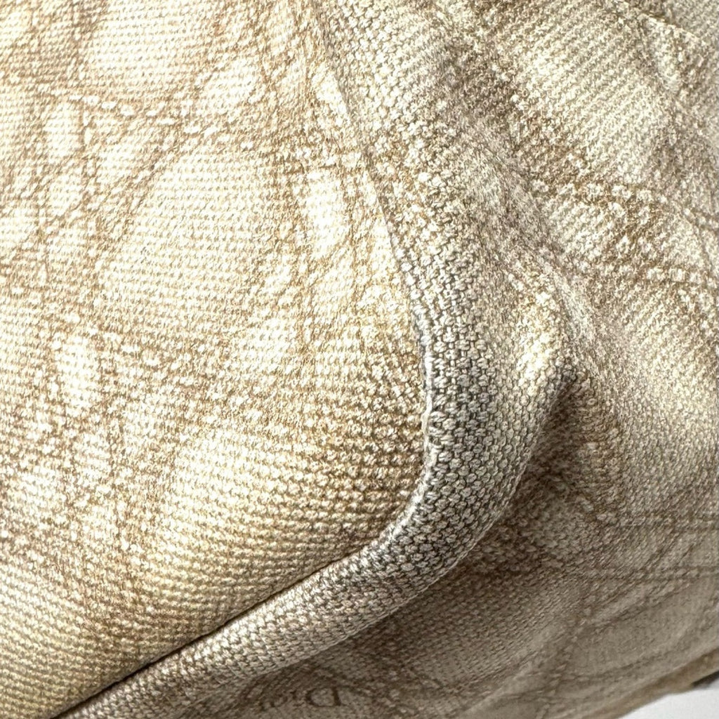 Dior canvas Canage shoulder tote with knotted leather straps/silver hardware