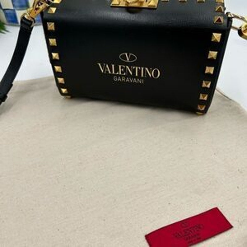 Women’s Valentino Garavani rock, stud, leather shoulder bag made in Italy