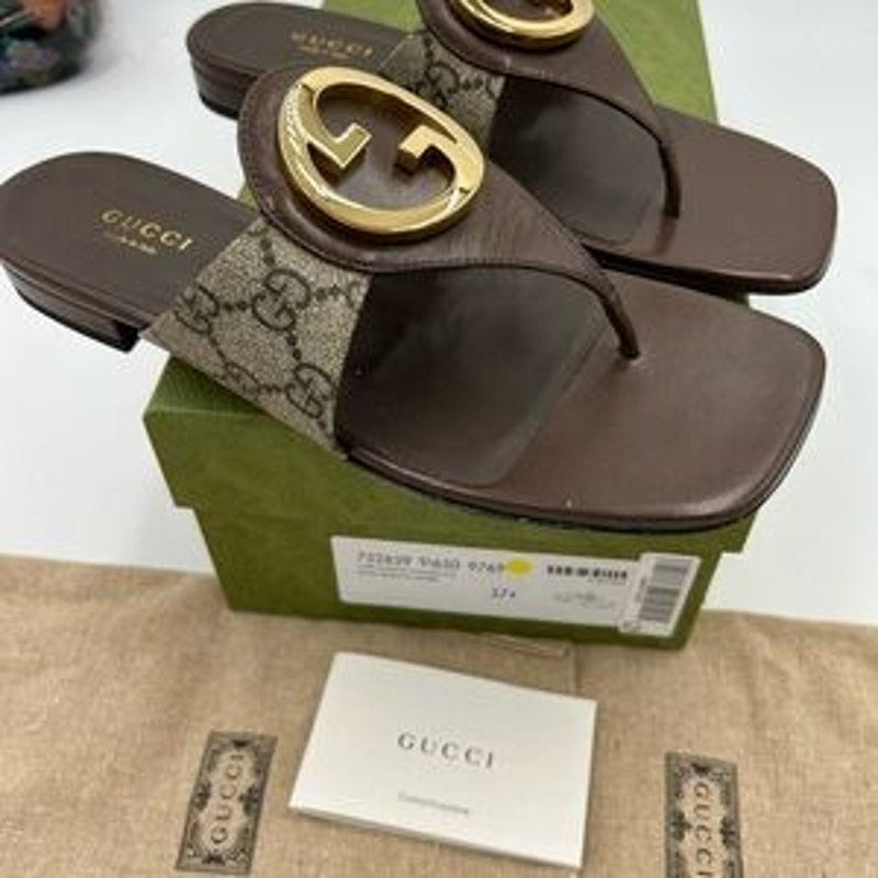 Women's Gucci, Blondie, thong sandals, GG Supreme size 37.5 made in Italy