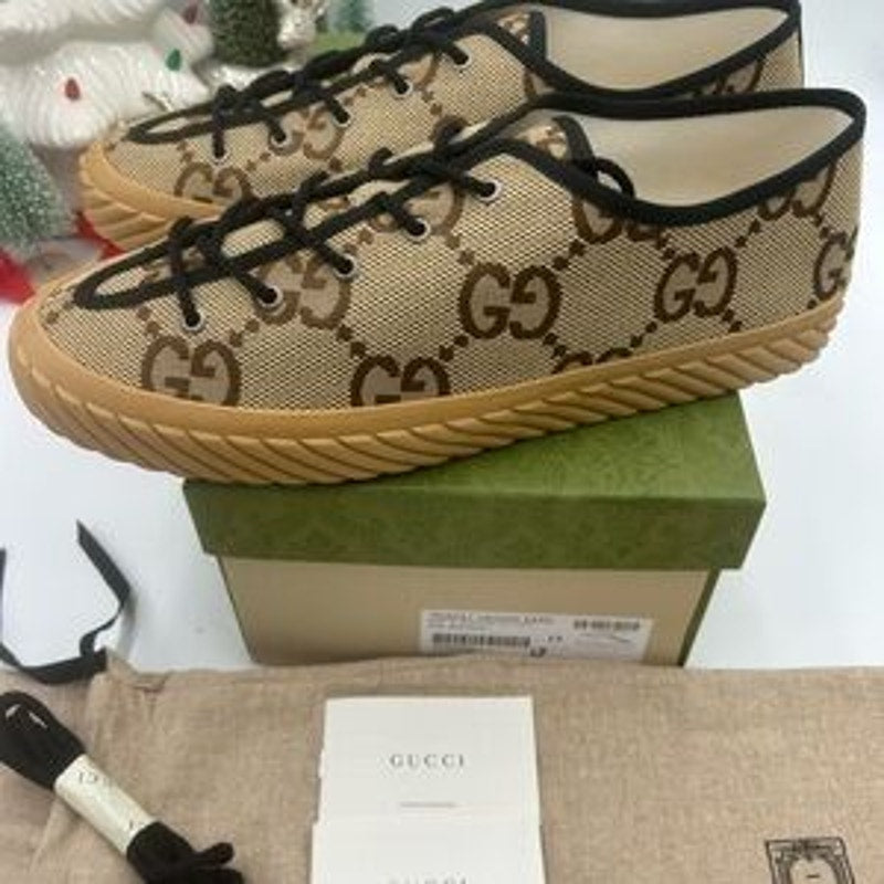 Gucci Beige and Brown low top sneakers size 13 made in Spain