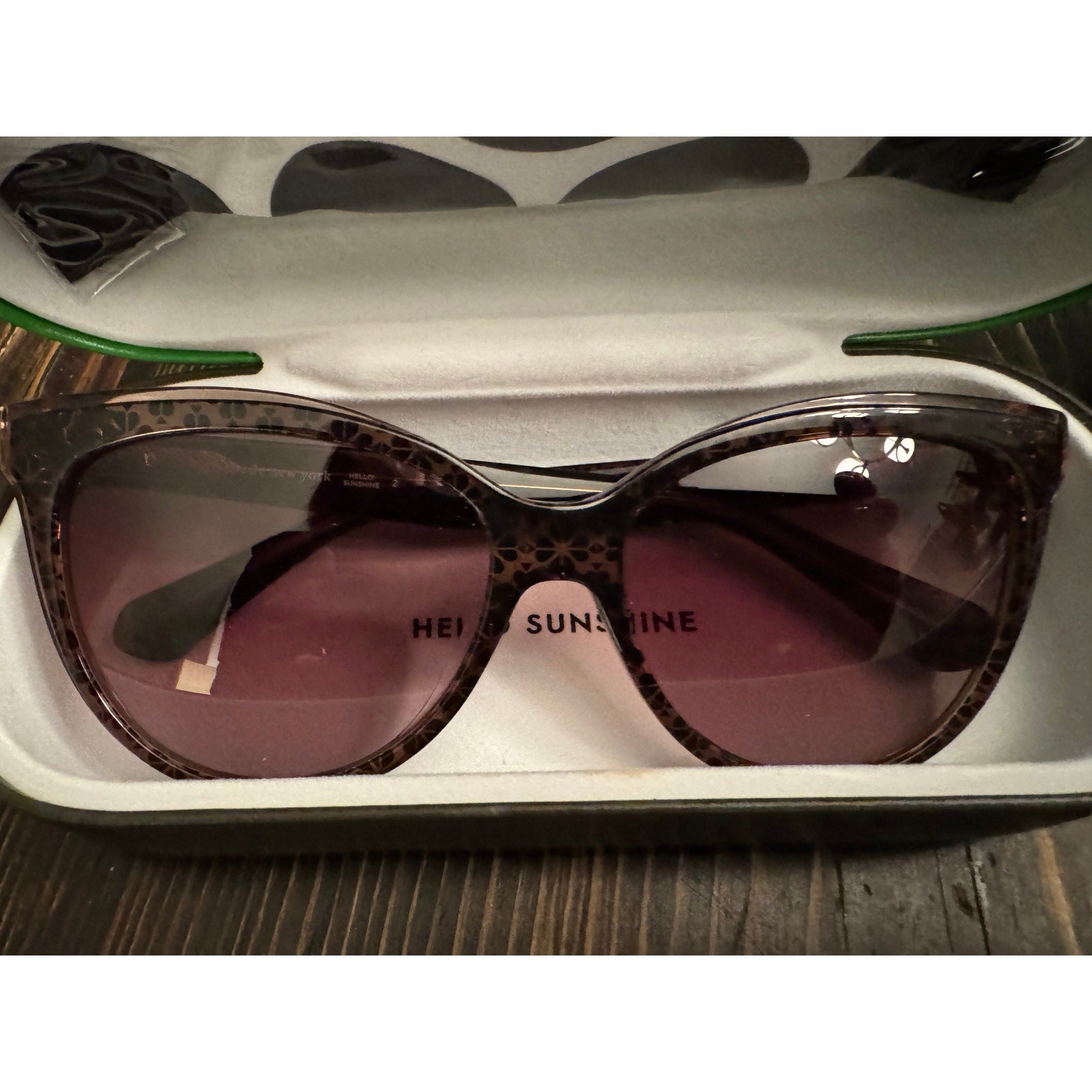 Kate Spade NWOT Brown Pattern 56mm Daesha Cat Eye Sunglasses