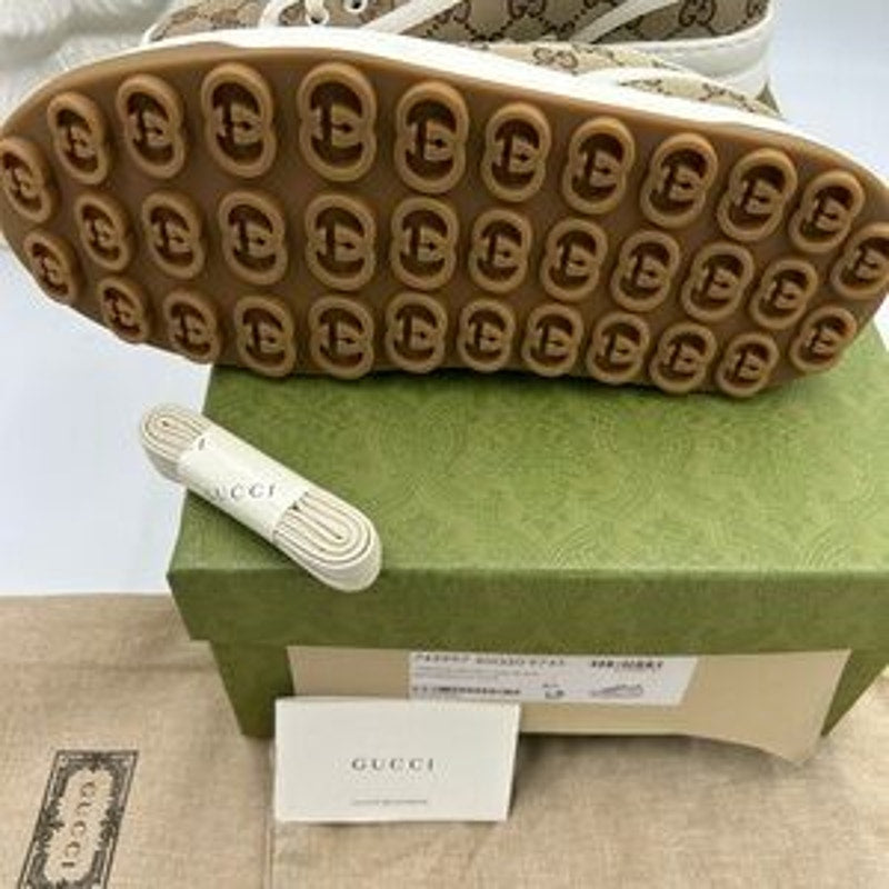 Men's Gucci tennis 1977 low top canvas GG sneakers size 6.5 fits 7.5 US