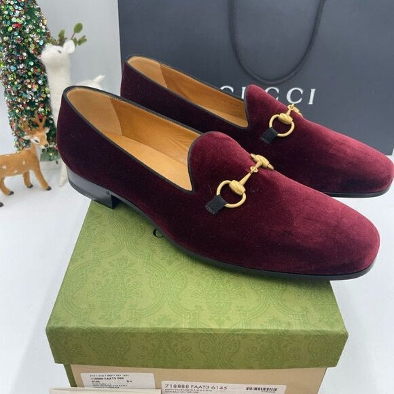 Men’s Gucci velvet horse bit dress loafers size 9.5 fits 10.5 US made Italy