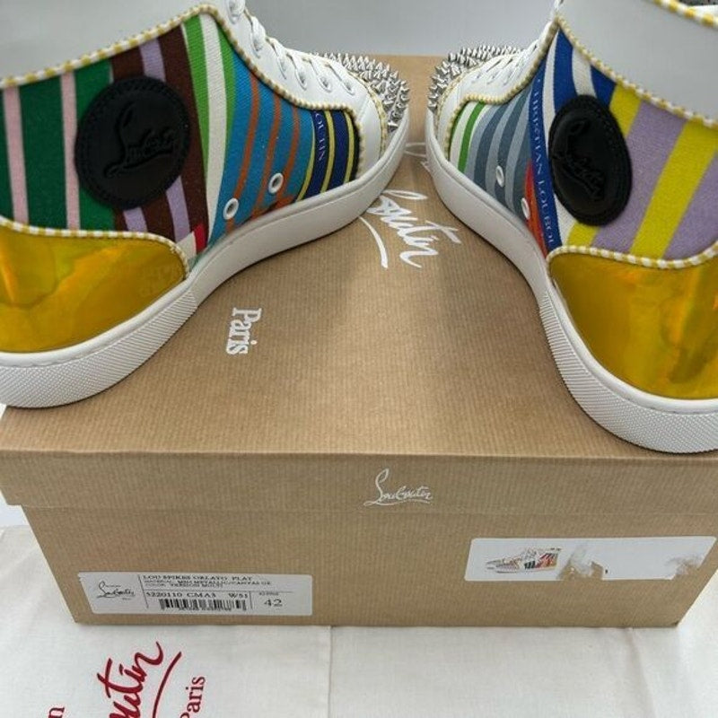 Men’s Christian Louboutin Lou spikes high top sneakers size 42 made in Italy