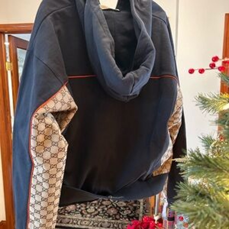 Men's Gucci, cotton jersey, zip jacket/hoodie signature GG Supreme size large