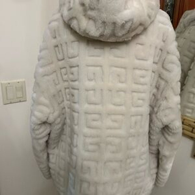 Women's Givenchy reversible dyed lamb fur hooded jacket in 4G pattern 36/4US