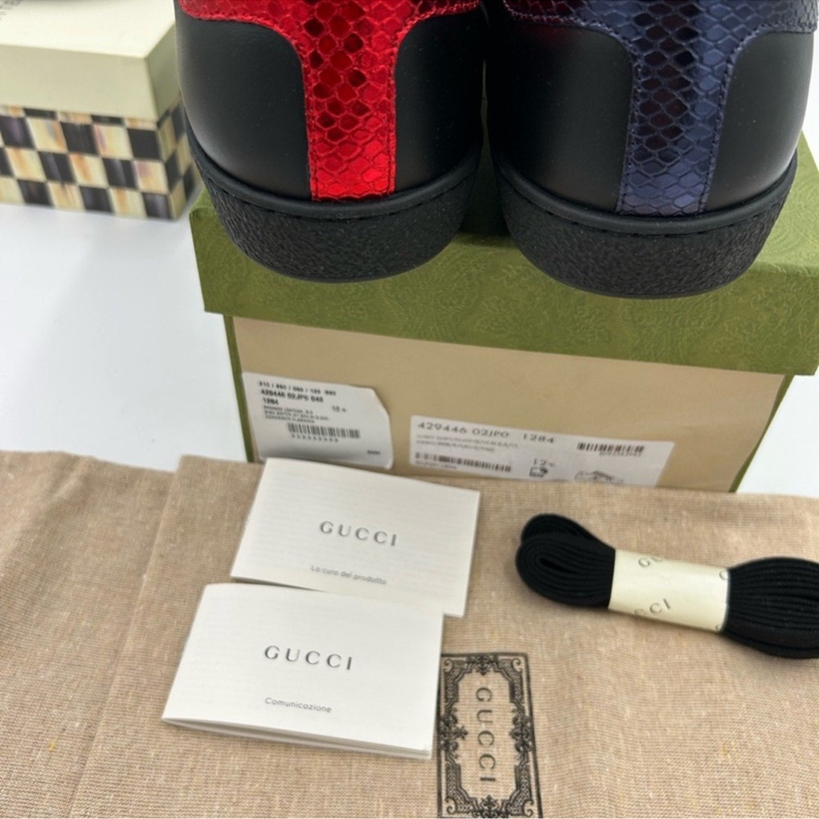 Men's Gucci ace bee embroidered sneakers size 12.5 made in Italy