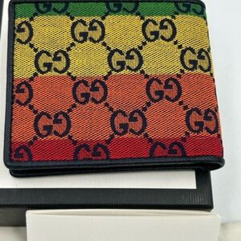 Gucci multicolor canvas/leather bifold wallet, made in Italy