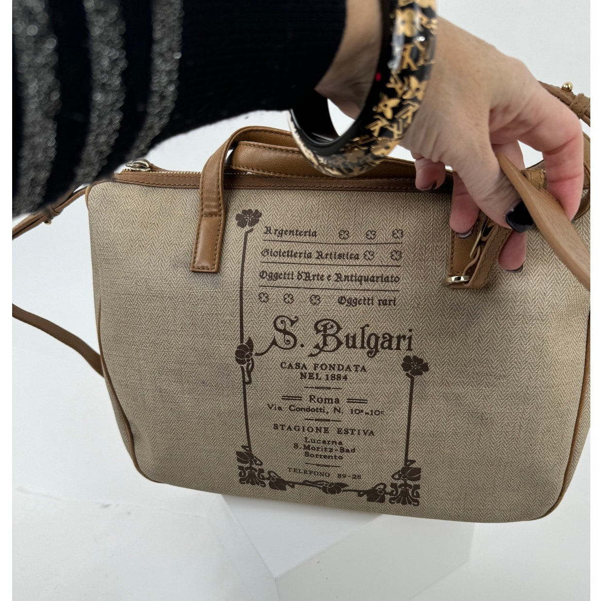 Bulgari Speedy Type Bag With Long Strap With Matching Trifold Wallet