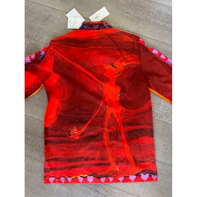 Men's Givenchy x Josh Smith NWT “Devil” Painted Rare Full Zip Shirt EU Size L