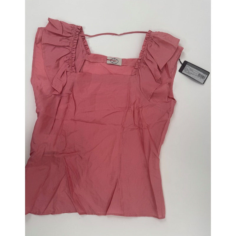 Prada NWT 100% Silk Pink Ruffle Sleeve Blouse Top IT 42 US 6-8 Made in Italy