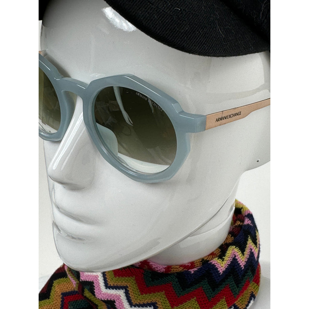 Armani Exchange Light Blue Round Geometric Sunglasses