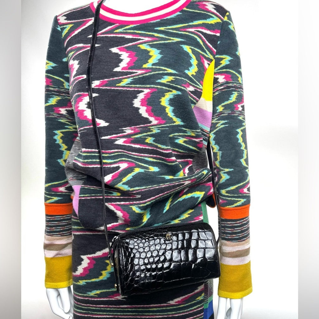 Mini black Crocodile  Aigner 2 way bag can be worn as a Crossbody & shoulder bag