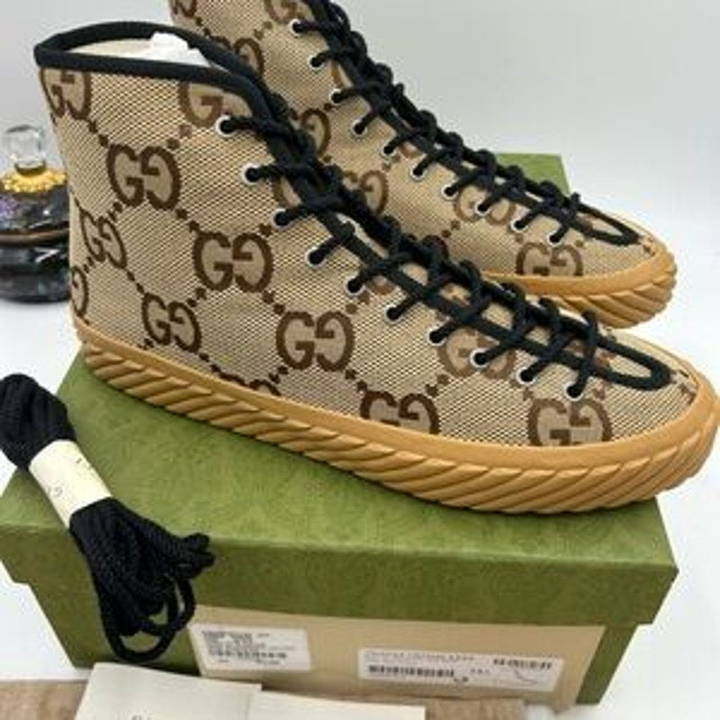 Men's Gucci, maxi GG high top canvas sneakers size 12.5 made in Spain