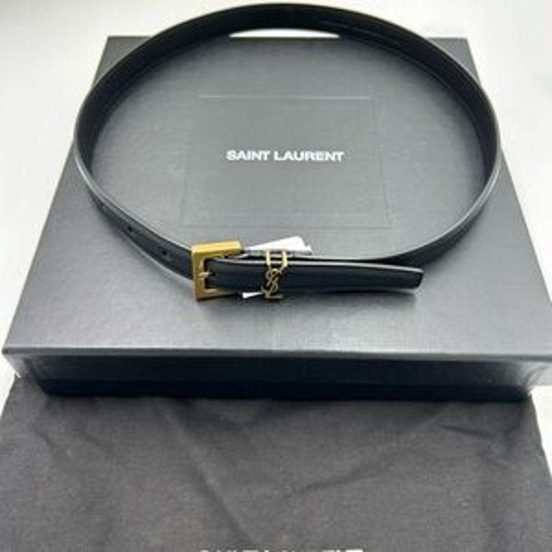 Women's Saint Laurent calfskin YSL logo leather belt size 70 cm/28 inches