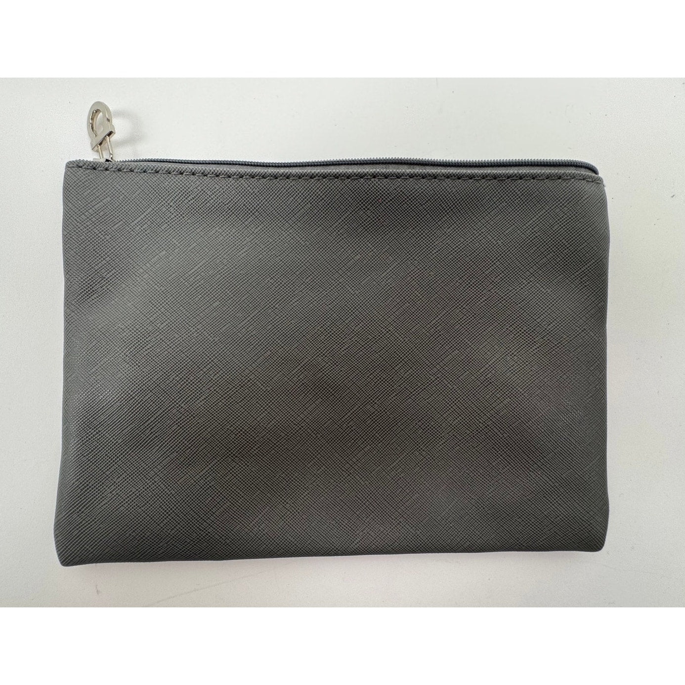 Salvatore Ferragamo Gray Coated Canvas Top Zip Unisex Pouch / Clutch – 8” x 6”