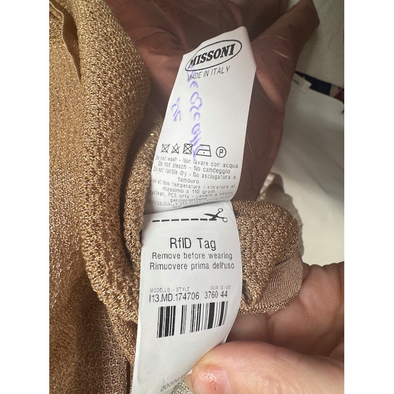 Missoni NWOT Metallic Long Sleeve V-Neck Blouse Size XS