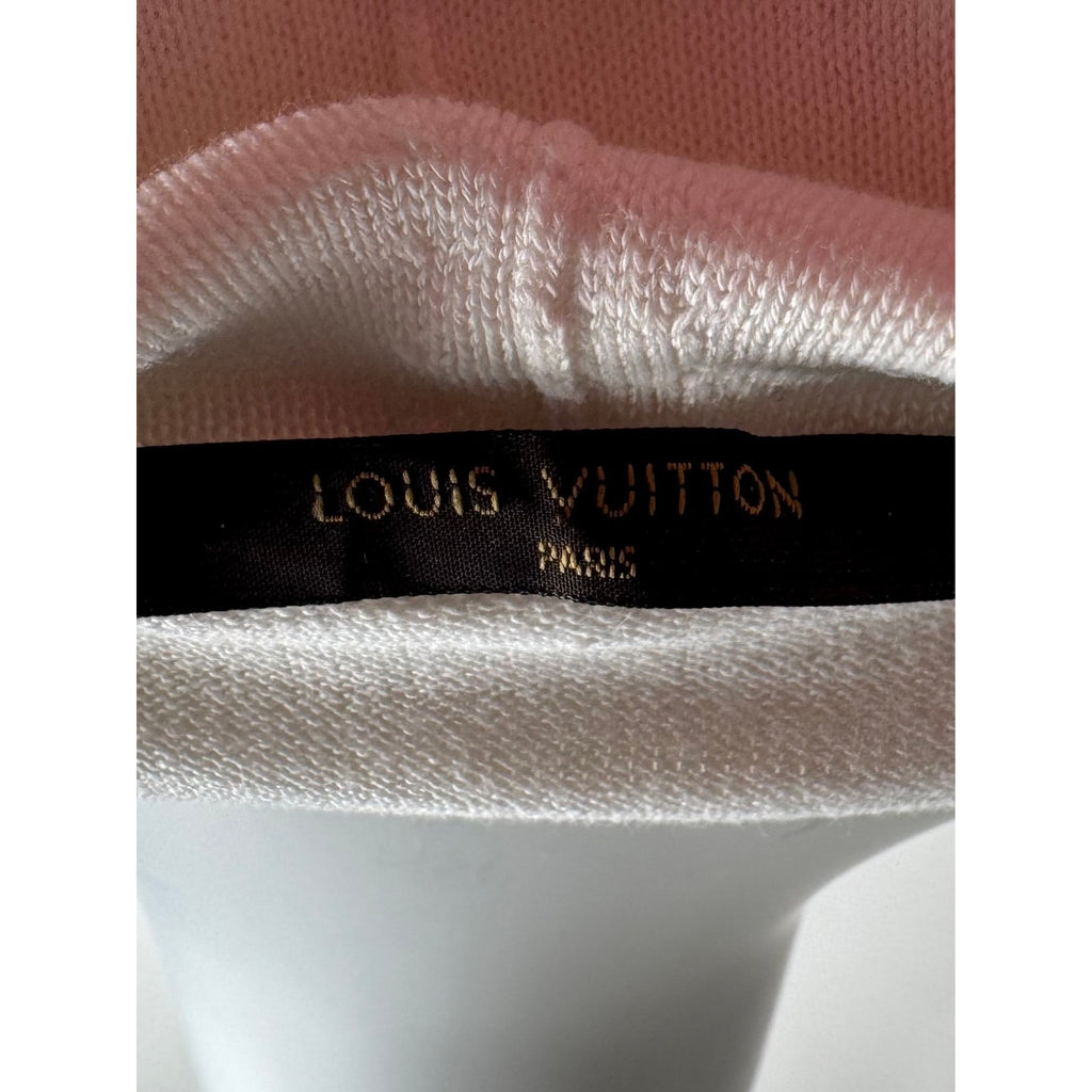 Louis Vuitton White Intarsia Knit Sweater Hoodie Size XL Made in Italy
