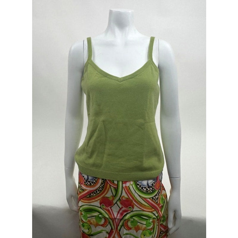 Ultra Moda NWT Green 100% Cashmere Sleeveless V-Neck Sweater Size M