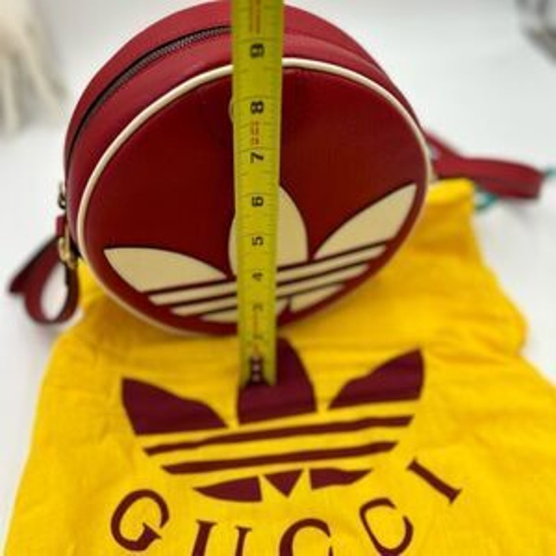Women’s Gucci X Adidas, GG Marmont round leather shoulder bag made in Italy