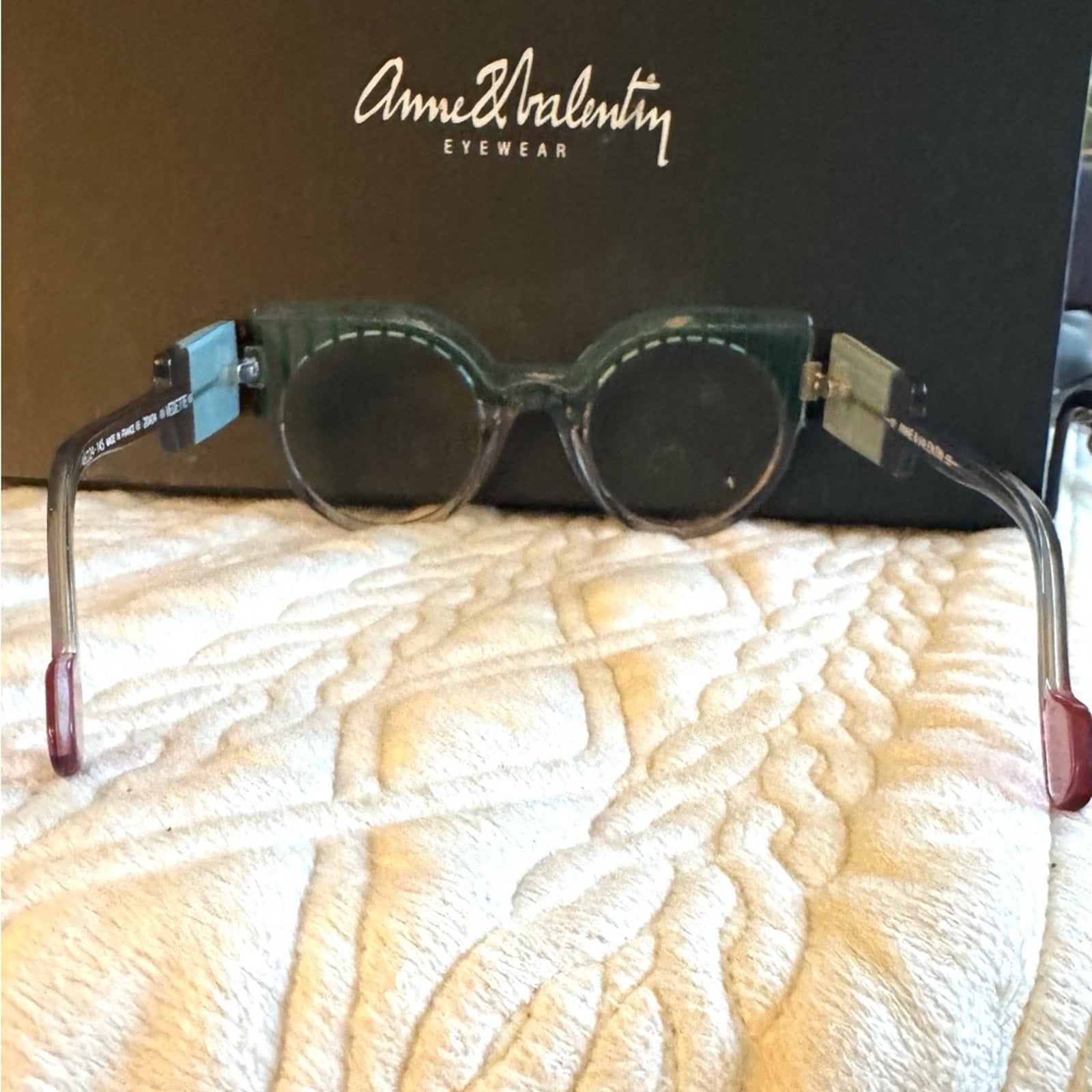 Anne & Valentin Green / Black and clear striped uniques handmade frames EYE ART