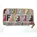 Fendi Rare Multicolor Zucca FF Long Zip Around Wallet