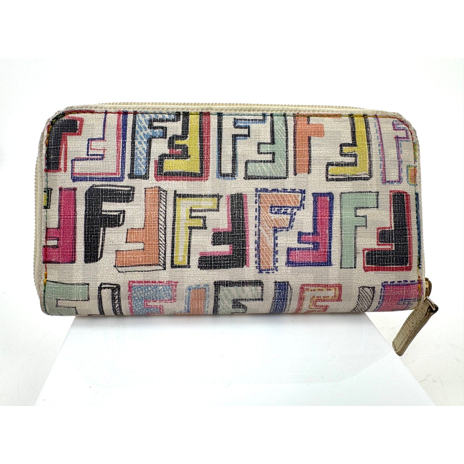 Fendi Rare Multicolor Zucca FF Long Zip Around Wallet
