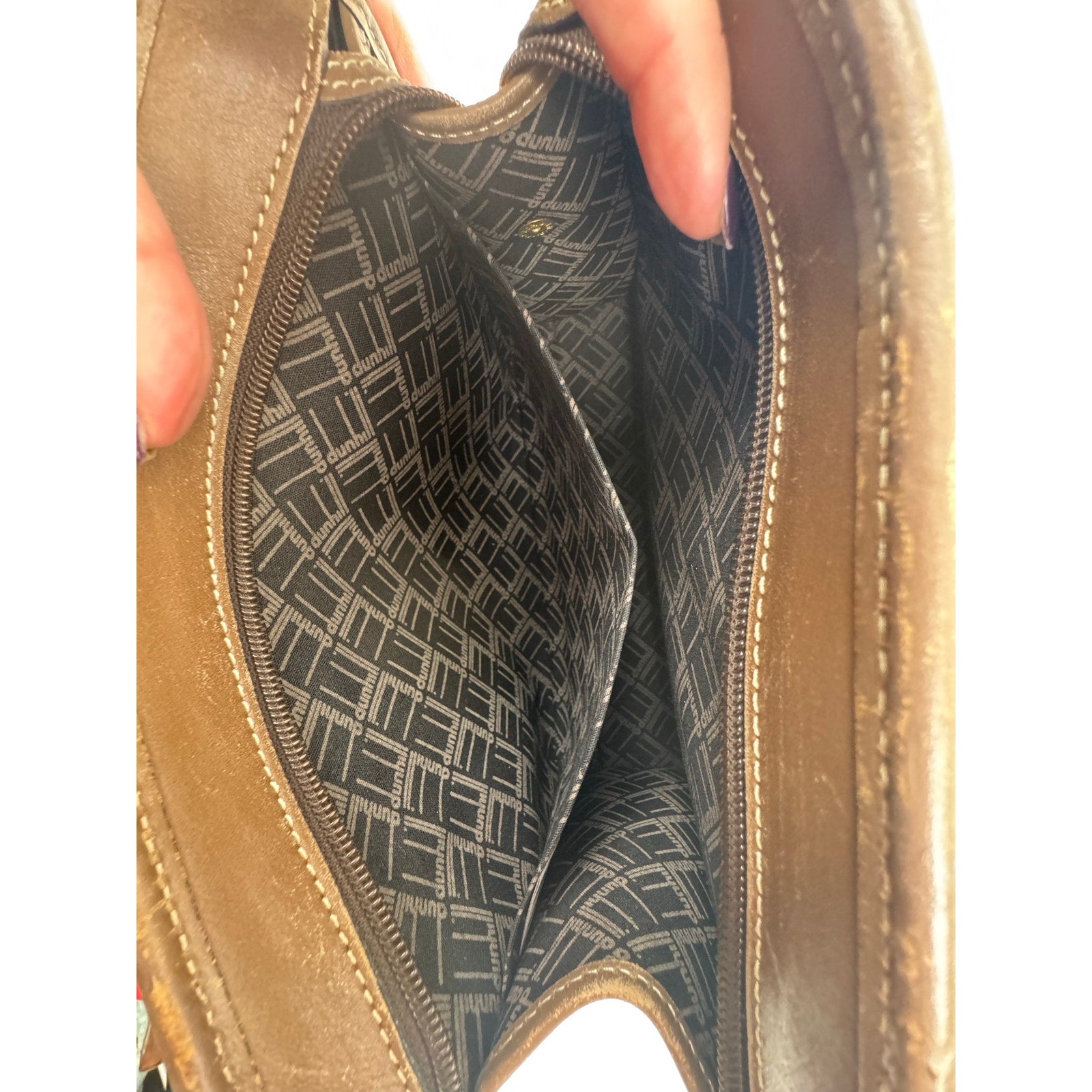 Alfred Dunhill Black & Brown PVC & Leather Clutch / Toiletry Pouch