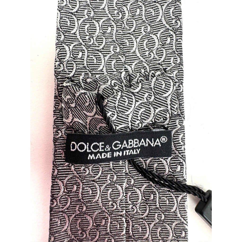 Dolce & Gabbana NWT Men’s Silver Patterned Silk Tie Made in Italy
