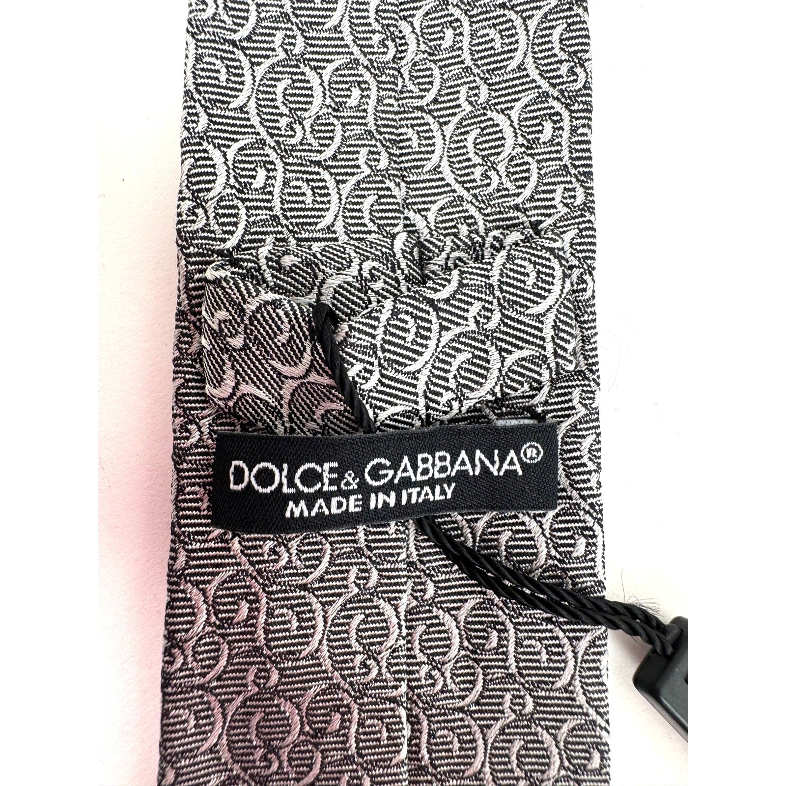 Dolce & Gabbana NWT Men’s Silver Patterned Silk Tie Made in Italy
